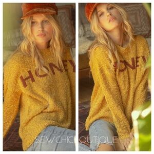 ‘honey’ Yellow Textured Popcorn Knit Sweater